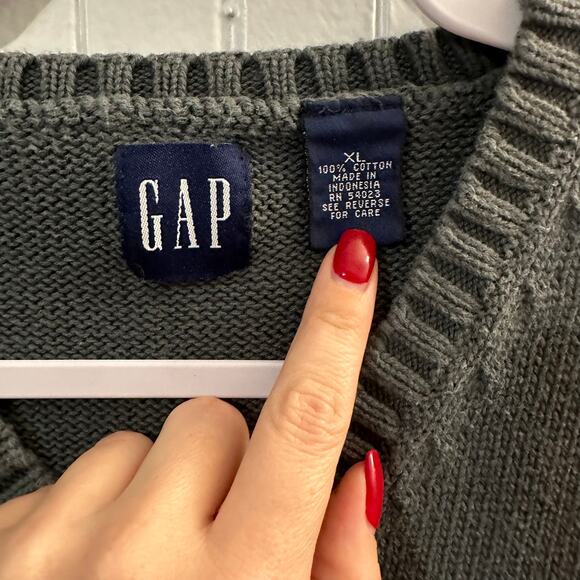 GAP Men's‎ gray/green 100% cotton sweater vest Size XL - Picture 2 of 4